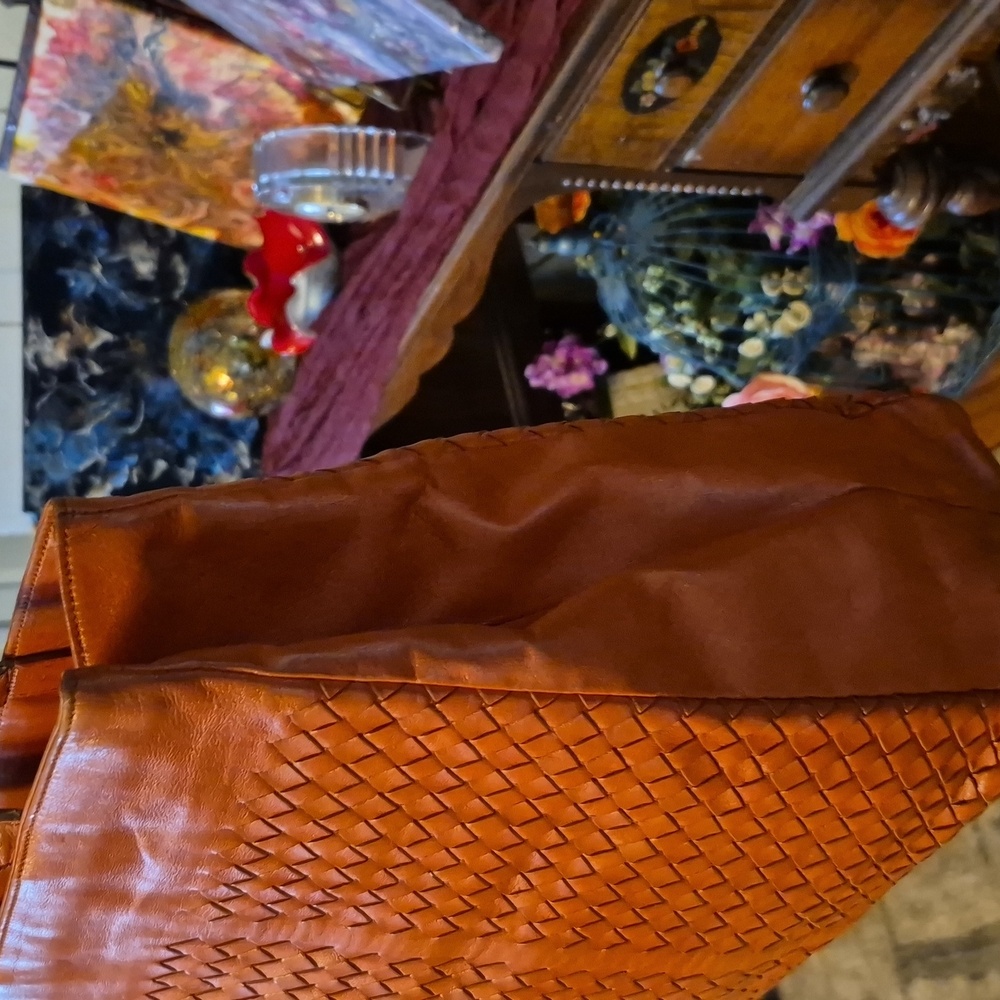 Bottega Veneta Persimmon Intrecciato Woven Leather Tote With Blue Suede Interior - Picture 3 of 14